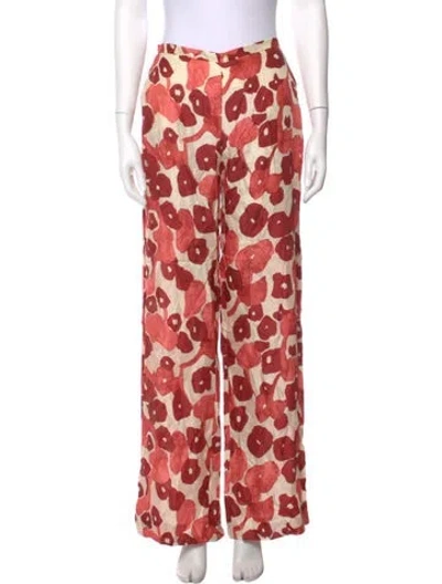 Pre-owned Max Mara Silk Wide Leg Pants In Red