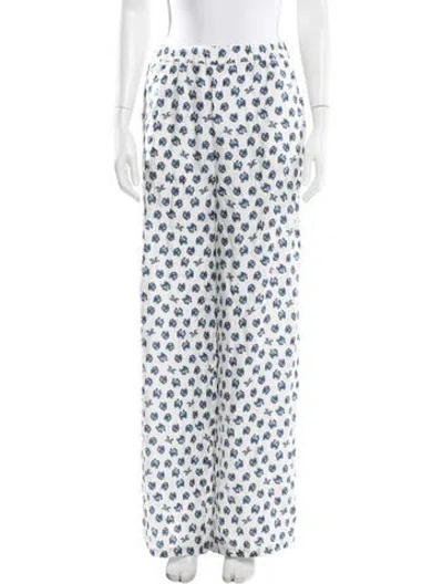Pre-owned Max Mara Silk Wide Leg Pants In White