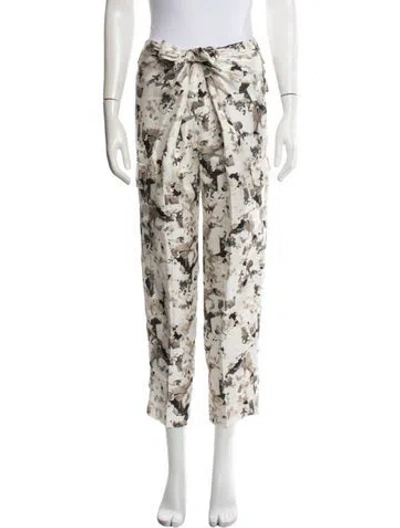 Pre-owned Max Mara Silk Wide Leg Pants In White