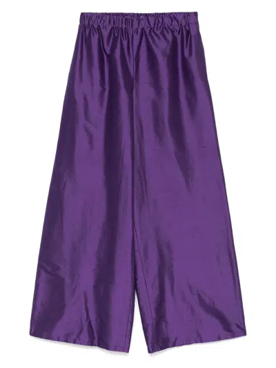 Max Mara Silk Wide-leg Trousers In Purple