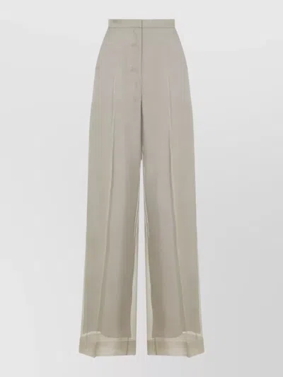 Max Mara Pianoforte Sand Beige Silk Pianoforte Olivi Organza Pants In Neutral