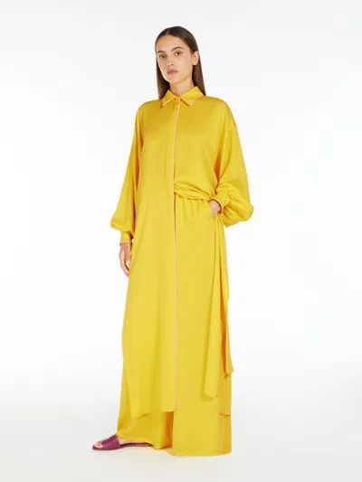 Max Mara Silk Wide-leg Trousers In Yellow