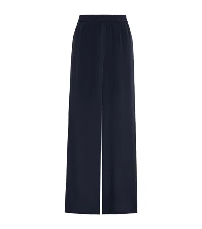 Max Mara Silk Wide-leg Trousers In Blue