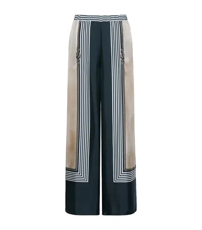 Max Mara Silk Wide-leg Trousers In Multi