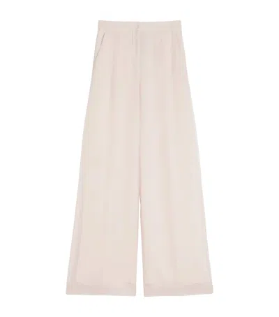 Max Mara Silk Wide-leg Trousers In Pink