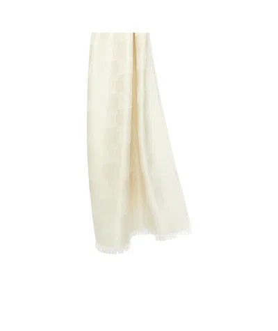 Max Mara Fringed Scarf In White