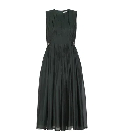 Max Mara Silk-blend Fit-and-flare Organza Maxi Dress In Green