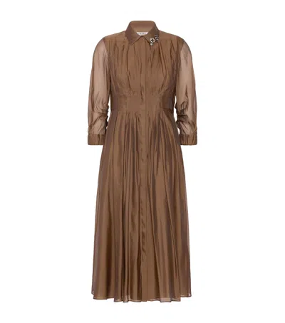 Max Mara Silk-blend Midi Shirt Dress In Black