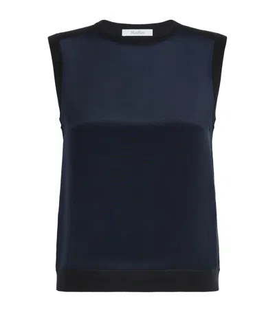 Max Mara Silk-cashmere Tank Top In Navy