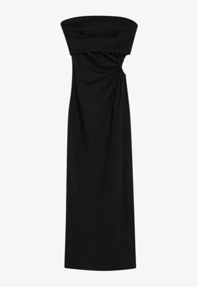 Max Mara Silva Bustier Wool-blend Midi Dress In Black