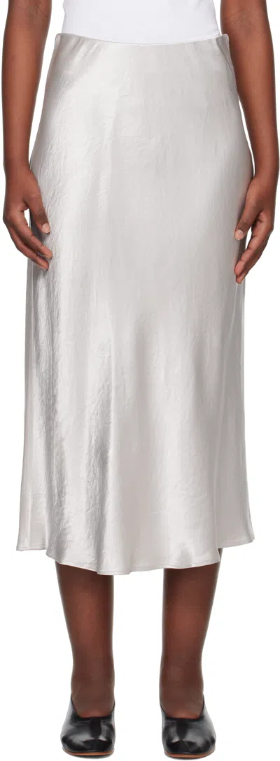 Max Mara Silver Alessio Midi Skirt In 012 Pearl Grey