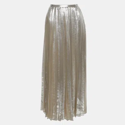 Pre-owned Max Mara Silver Georgette Pleated Maxi Skirt S