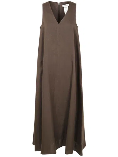 Max Mara Simeon Linen Sleevesless Dress Clothing In Brown
