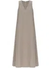 Max Mara Sleeveless Maxi Dress With V-neckline And Flowing Silhouette In Neutrals