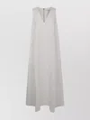 Max Mara Simeone Linen Dress V Neckline In Gray