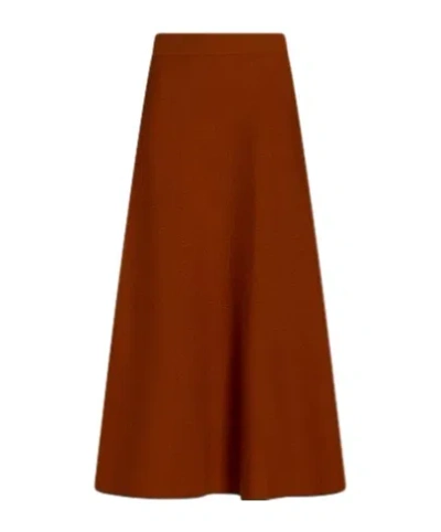Max Mara Simple Knitted Skirt In Brown