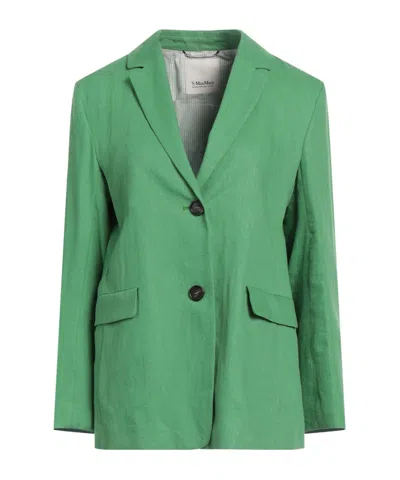 Max Mara Simple Single- Blazer In Green