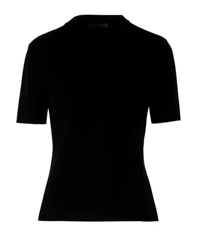 Max Mara Simple Solid-color Knitted Short-sleeved Top In Black