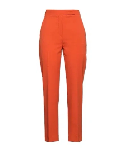 Max Mara Simple Solid-color Wool Pants In Orange