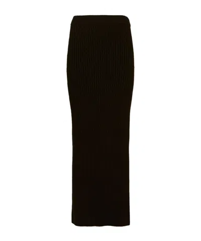 Max Mara Simple Solid-colored Knit Midi Skirt In Black