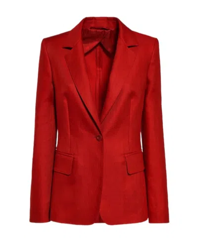 Max Mara Linen Canvas Jacket In Red