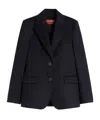 Max Mara Single-breasted Wool Broadcloth Blazer In Blue