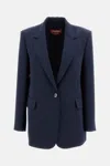 Max Mara Studio Blue Virgin Wool Silk Blazer In Blue