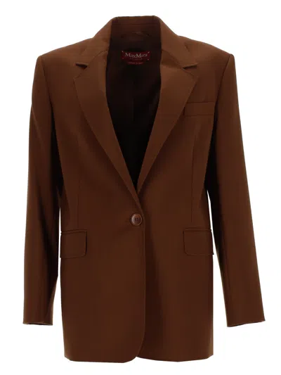 Max Mara Single-breasted Blazer In Brown