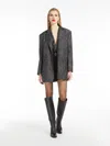 Max Mara Single-breasted Blazer In Printed Silk In Dark Grey
