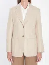 Max Mara Single-breasted Blazer In Shetland In Neutral