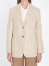 Max Mara Slim Fit Shetland Single-breasted Blazer In Neutral