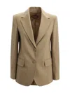 Max Mara Single-breasted Blazer In Wool Drape In Brown
