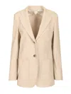 Max Mara Slim Fit Shetland Single-breasted Blazer In Nude