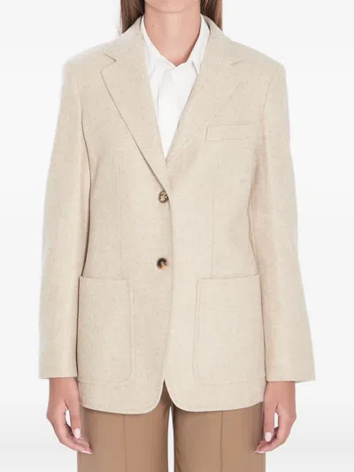 Max Mara Single-breasted Blazer In Shetland In Neutral