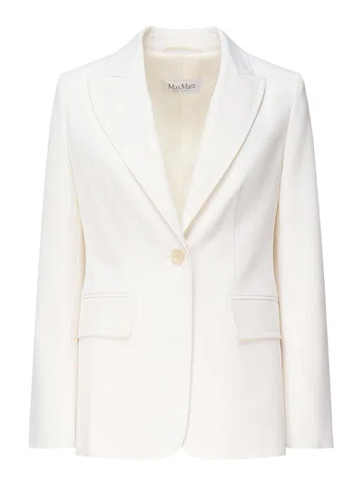 Max Mara Single-breasted Blazer Palchi In White