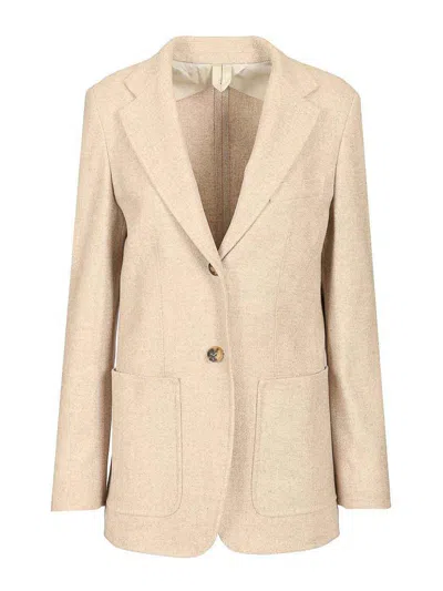 Max Mara Single-breasted Blazer In Sand
