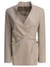 Max Mara Single-breasted Blazer With Unique Wrap-style Design In Neutral