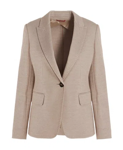 Max Mara Single-breasted Blended Suit Jacket In Gray