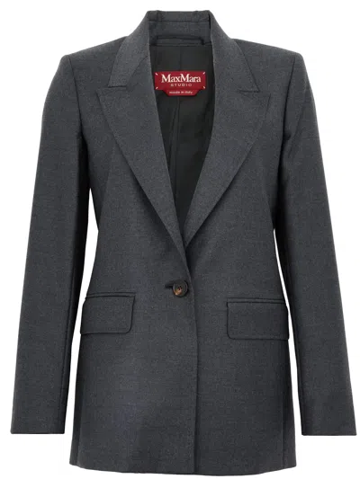 Max Mara Single-breasted 'bolsena' Blazer  Studio In Gray