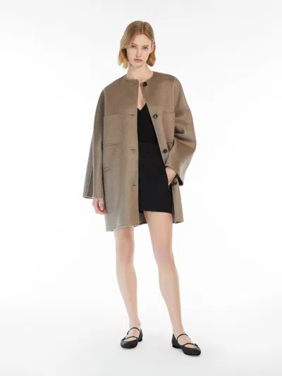 Max Mara Single-breasted Cashmere Jacket In Brown