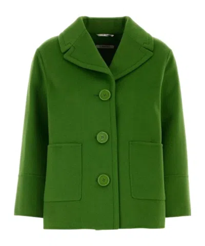 Max Mara Single-breasted Coat In Grass Green