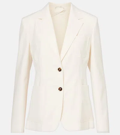 Max Mara Single-breasted Cotton Blazer In White