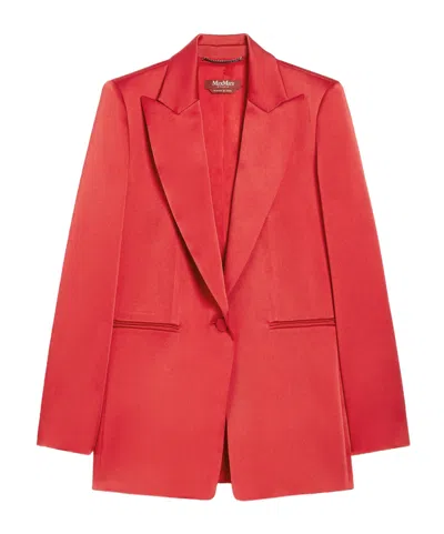 Max Mara Single-breasted Envers Satin Blazer In Red