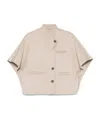Max Mara Stand Collar Long Cropped Cape In Neutral