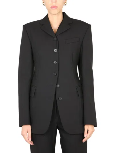 Max Mara Tailored Jacket With Flap And Chest Pockets In Gray