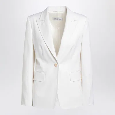 Max Mara Palchi Single Breasted Gabardine Blazer In White