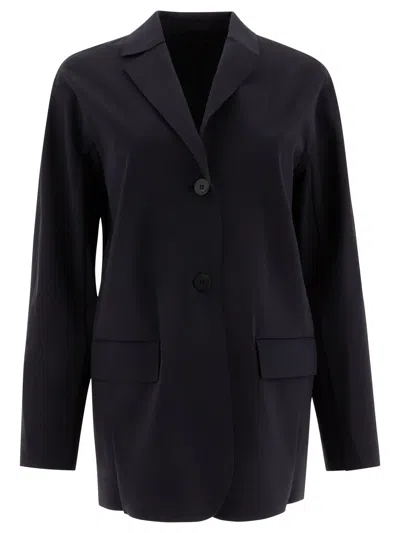 Max Mara Single-breasted Jersey Blazer Jackets Blue