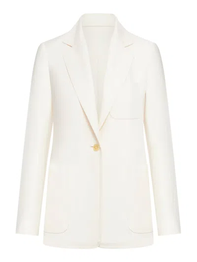 Max Mara Single-breasted Linen Blazer In White