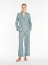 Max Mara Single-breasted Linen Jacket In Light Blue