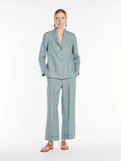 Max Mara Single-breasted Linen Jacket In Blue